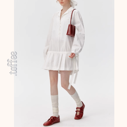 リボンドローストリングシャツワンピース《Z01010》