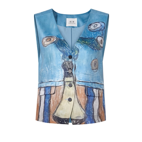 絵画のようなVネックアートベスト《Z01064》