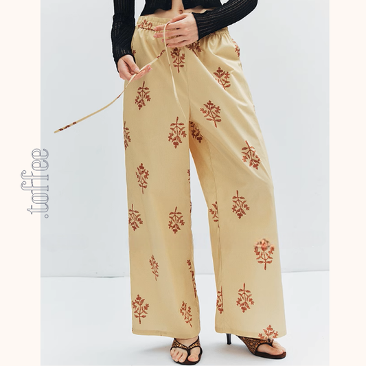 花柄プリントルーズワイドパンツ《Z01004》