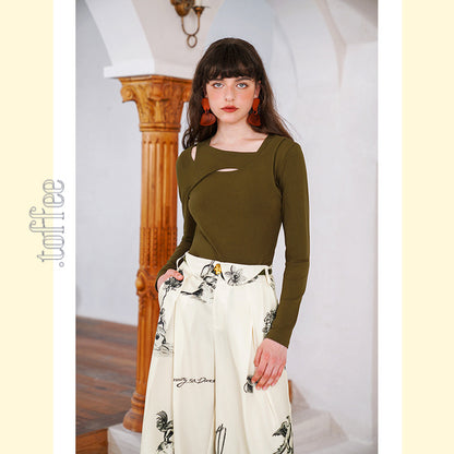 【3color】ニッチなクロスデザイン　ボトリングシャツ C0167