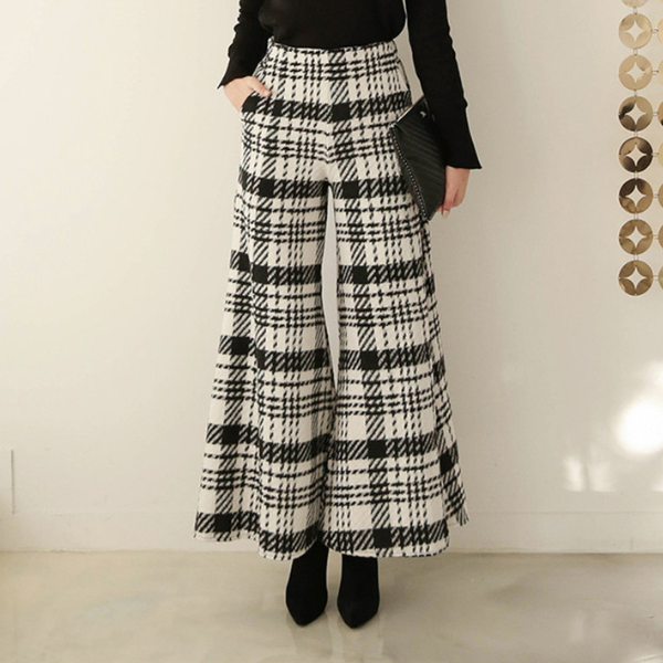 ワイドレッグチェックパンツ X-467