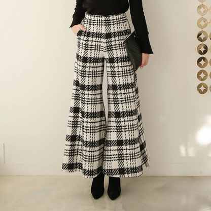 ワイドレッグチェックパンツ X-467