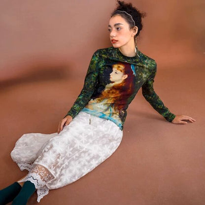 [名画を纏う]　スリムフィットアートカットソー "ルノワール" C0125