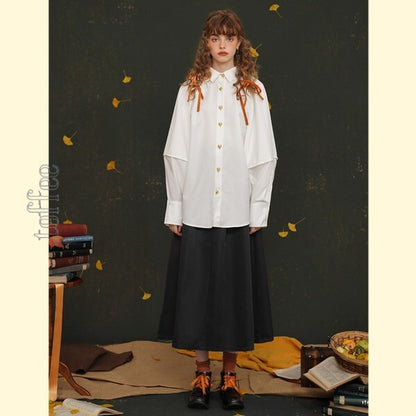 【2color】立体アートを纏う：キツネボタンの折り紙ブラウス C0174