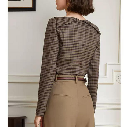 ボートネック襟付きトップス X-021