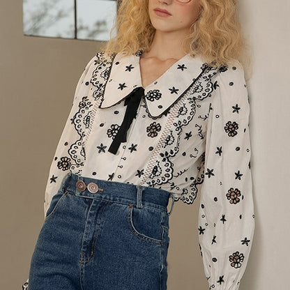 レース×キャンディースリーブのブラウス sp0191