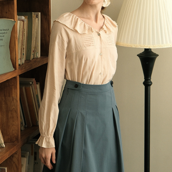 【2color】フリルカラーブラウス X-321