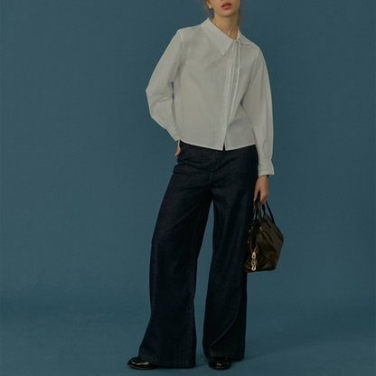 ストラップ付きハイウエストデニムパンツ　Z00555