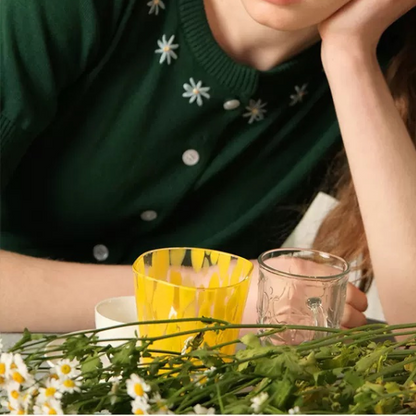 お花の刺繍入りラウンドネック半袖ニット Z00233