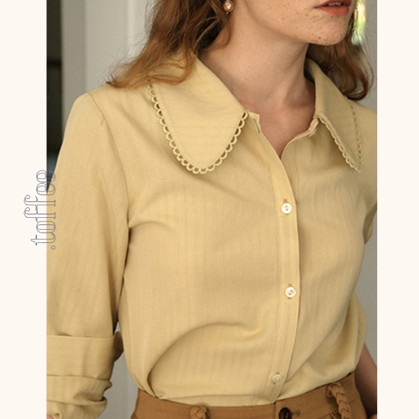 【2color】レースディテール丸襟ブラウス　《Z00747》