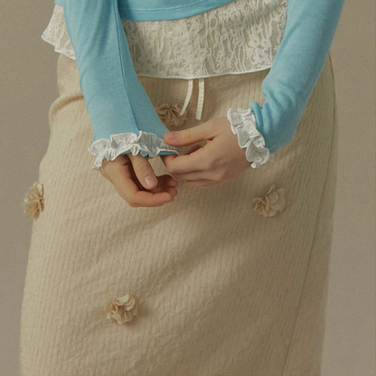 リボン＆立体フラワーAラインスカート《Z00821》