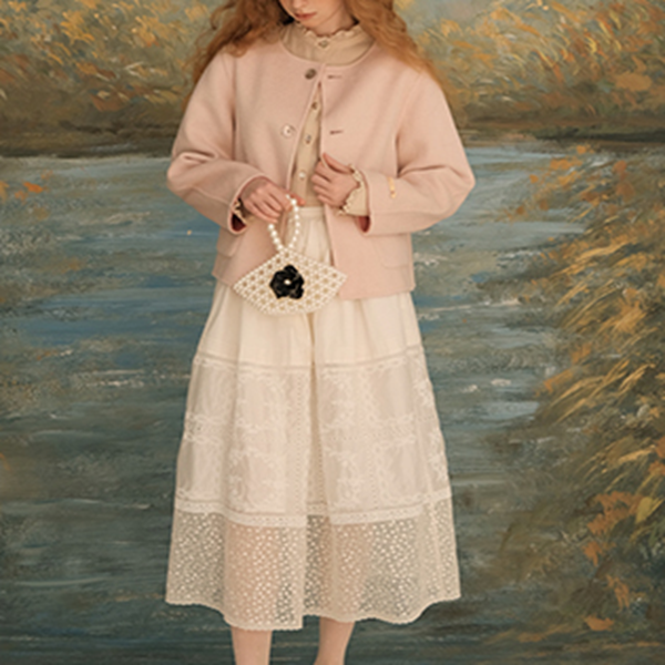 シアーレースミモレ丈スカート　《Z00619》