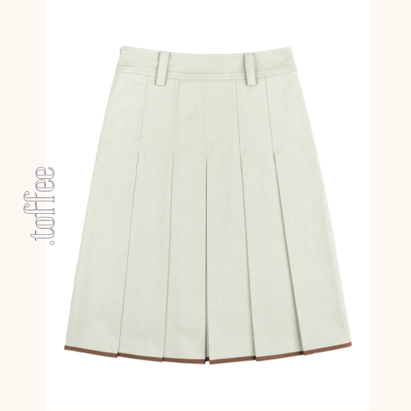 【2color】コントラストカラーヘムプリーツスカート《Z00834》