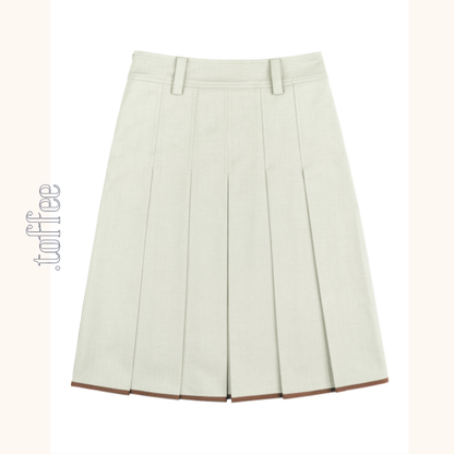 【2color】コントラストカラーヘムプリーツスカート《Z00834》