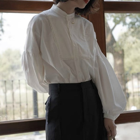 クラシカルなランタンスリーブブラウス　　su0094