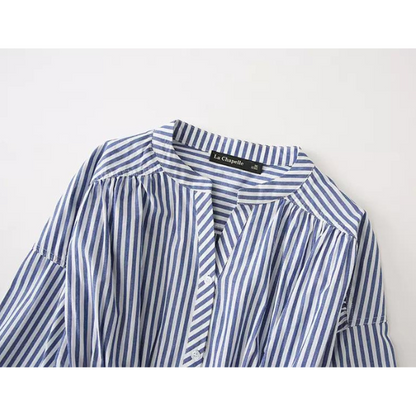 バンドカラーストライプシャツ X-052