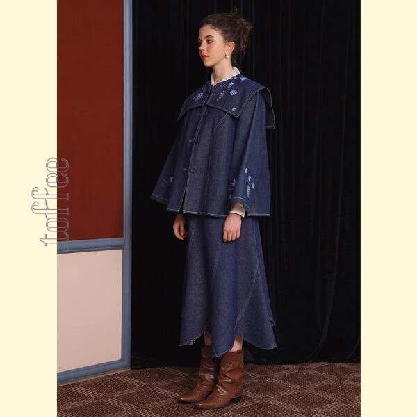 アートワークが映える：レトロ感溢れる刺繍デニムジャケット 《C0208》