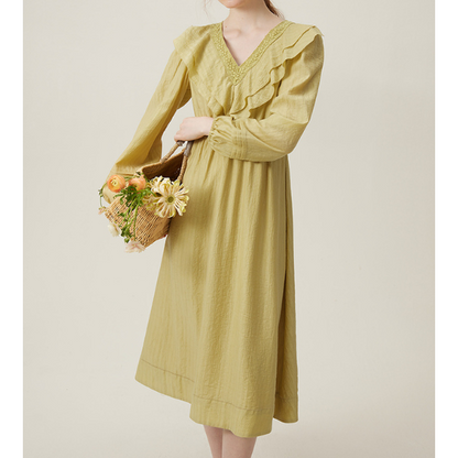 【２COLOR】フロントフリルVネックワンピース Z00093