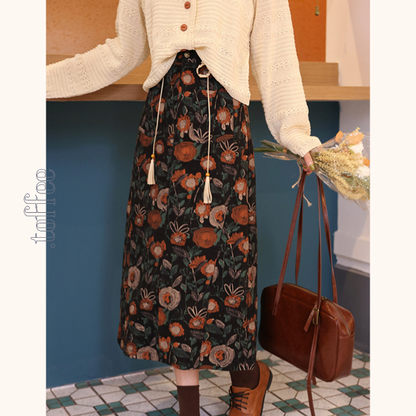 ヴィンテージ花柄Aラインスカート　Z00520