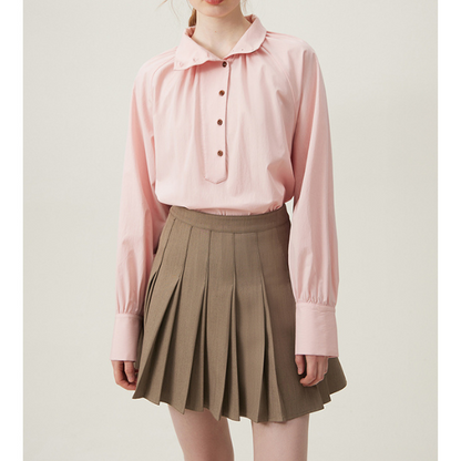 【2color】不規則でニッチなハイネックシャツ Z00095