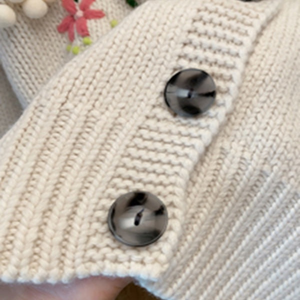 立体フラワー刺繍の上品ショートニットカーディガン《Z01209》