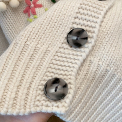 立体フラワー刺繍の上品ショートニットカーディガン《Z01209》