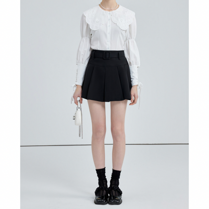 ドールカラーレースアップブラウス w-152