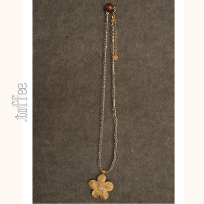 フラワーモチーフクリスタルチェーンネックレス《Z00876》