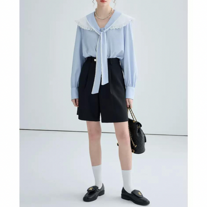 フリルカラーボウタイシャツ w-139