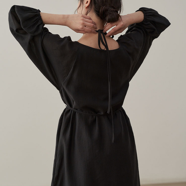 【2color】ホルターネックタックワンピース X-071