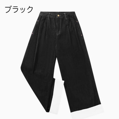 【2color】大人のエレガンス：美シルエットのワイドレッグデニムパンツ 《C0200》