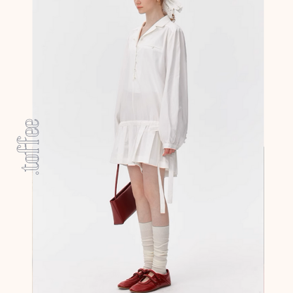 リボンドローストリングシャツワンピース《Z01010》