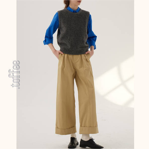 クロップドハイウエストワイドパンツ《Z00847》