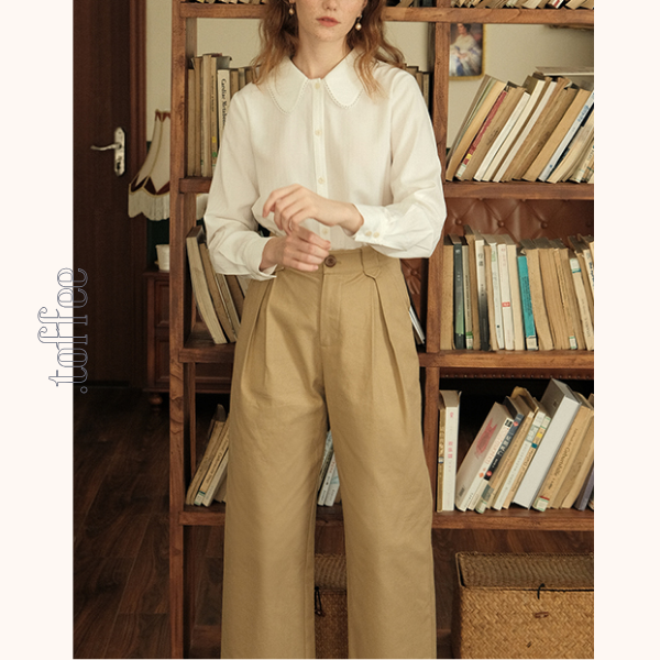 【2color】レースディテール丸襟ブラウス　《Z00747》