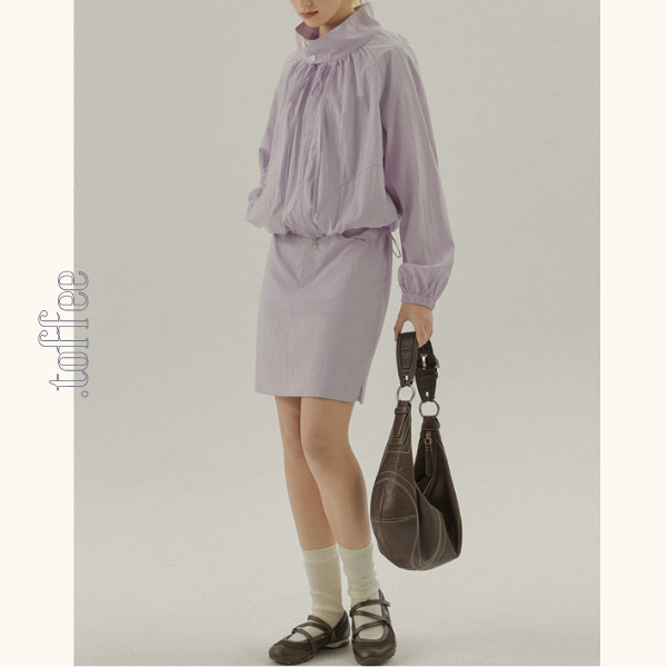 【2color】スタンドカラードロップショルダージャケット《Z00835》