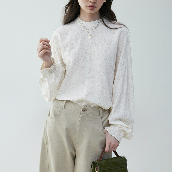 【2color】ギャザーカフ＆バルーンスリーブブラウス《Z00838》