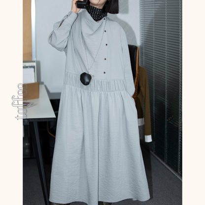 【2color】斜め前立てロングワンピース　Z00551