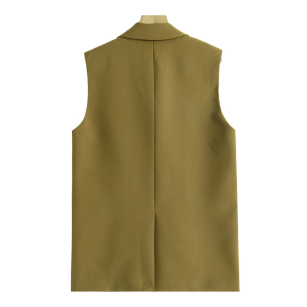 【2color】フラワーブローチ ダブルブレスト ベストジャケット X-427