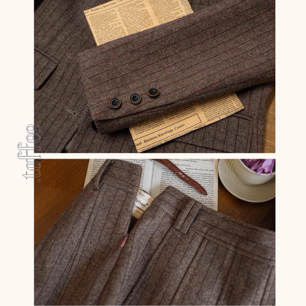 ストライプテーラードジャケット＆ロングプリーツスカートセットアップ《Z00865》