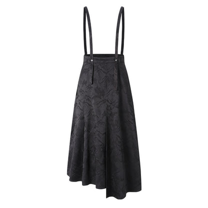 幻想的な水墨画ジャガードが織りなす：オリエンタルサスペンダースカート C0188