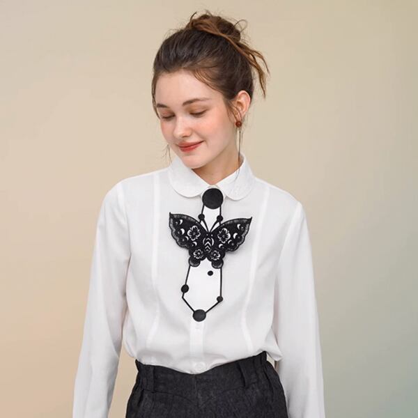 【2color】レトロバタフライ刺繍　ネオネクタイ C0137