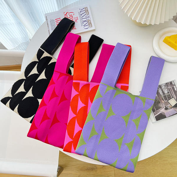 【4color】ビッグドットニットバッグX-491