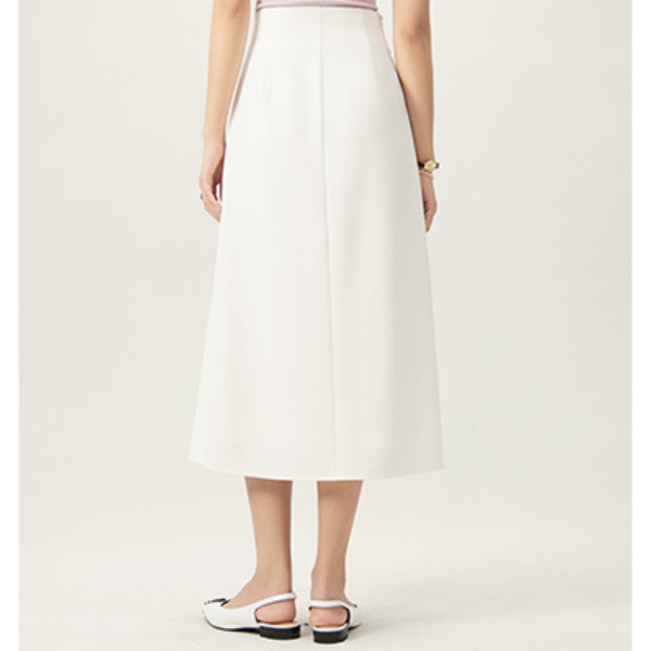 【2color】ゴールドボタン付きハイウエストAラインスカート Z00094