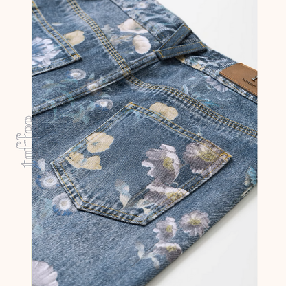 【4pattern】プリントストレートジーンズ《Z00929》