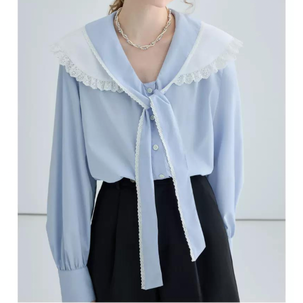 フリルカラーボウタイシャツ w-139