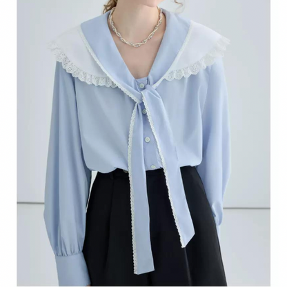 フリルカラーボウタイシャツ w-139