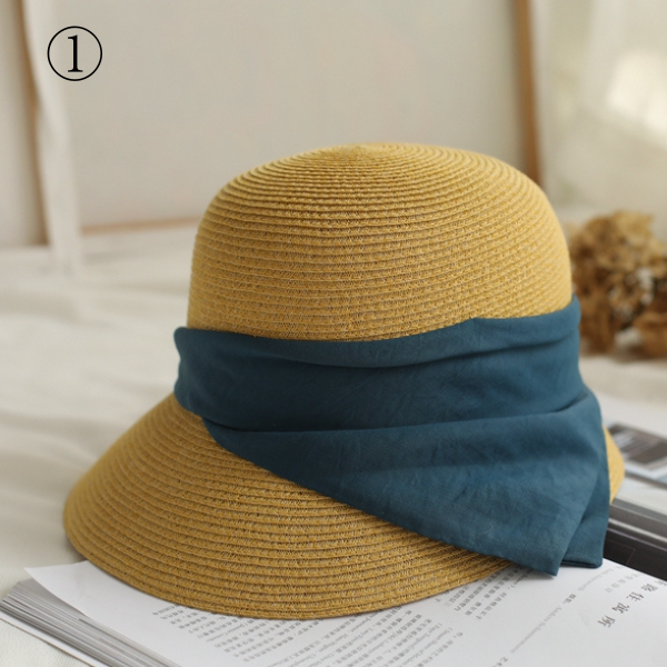 【４color】チェーンベルトドームシルエットストローハット　AU-104