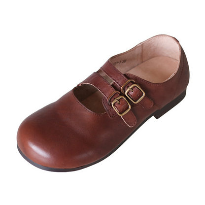 【2color】ラウンドトゥゴールドバックル付きローファー Z00147