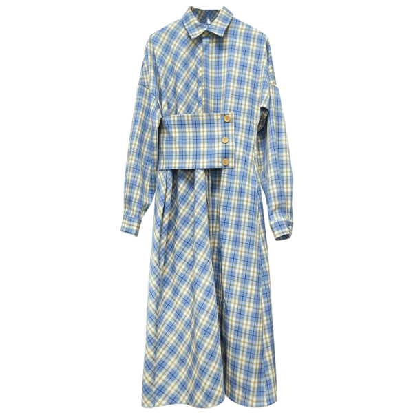 オーバーチェックシャツワンピース w-093
