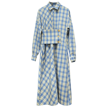 オーバーチェックシャツワンピース w-093